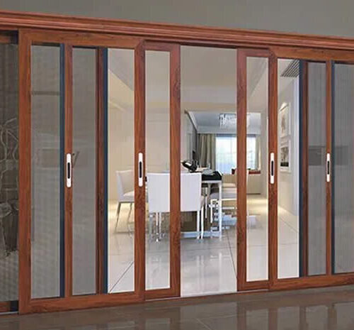Cửa lưới chống muỗi dạng lùa DL 06 màu vân gỗ